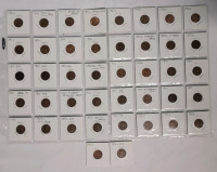 1950 & 1951 USA Lincoln Wheat Penny Lot . 42 Pennies in 2×2 Coin Holders