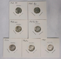 1964 & 1964 D United States of America Silver Dimes . BU Written on some 2×2