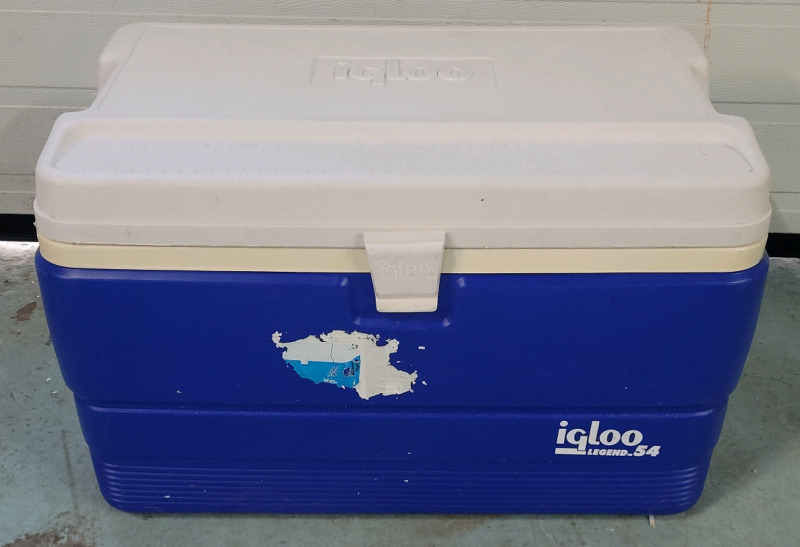 Igloo Legend 54qt. Blue Cooler with Carry Handles . Requires new drain plug