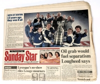 DECEMBER 14, 1980 Vintage Toronto Sunday Star Newspaper : With 8 Page Tribute to John Lennon & Boys of Winter: 13 Year Toronto Maple Leafs Stanley Cup Retrospective Front Page Pic