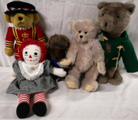 5 Vintage Stuffed Bears & Raggedy Ann Doll