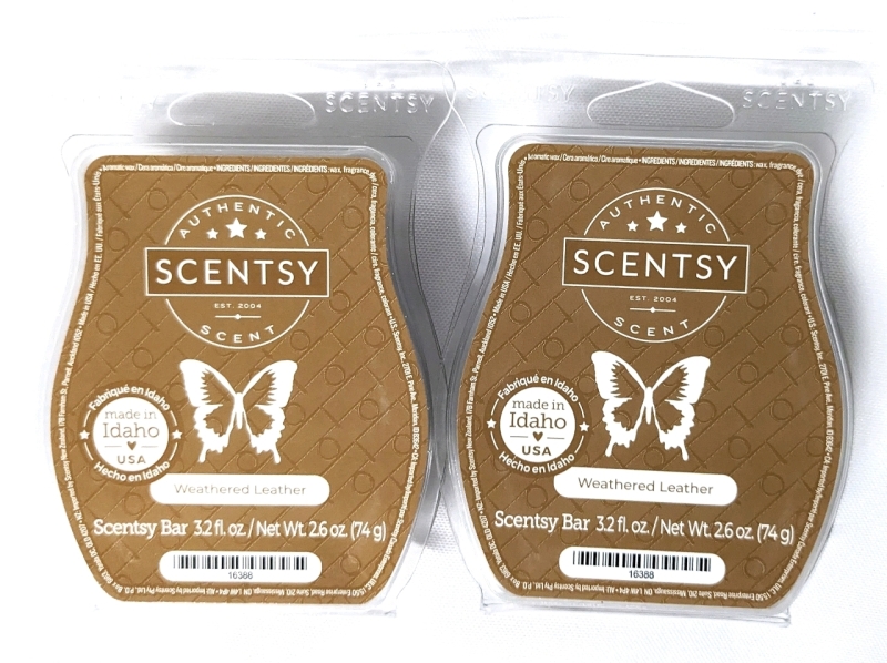 2 New SCENTSY Bars 74g ea (Weathered Leather)