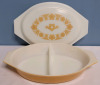 Vintage PYREX Butterfly Gold Divided Casserole Dish with Lid . No chips or cracks - 2