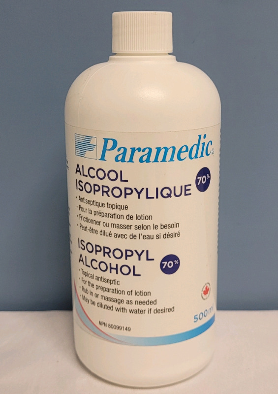 New - Paramedic 70% Rubbing Alcohol (Isopropyl Alcohol) , 500ml Bottle