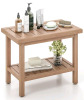 New - Costway 21" Teak Wood Shower Bench 2-Tier Waterproof Bath Spa Stool w/Storage Shelf