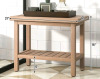 New - Costway 21" Teak Wood Shower Bench 2-Tier Waterproof Bath Spa Stool w/Storage Shelf - 3