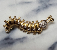 BUTLER Signed Pave Rhinestone Caterpillar Brooch