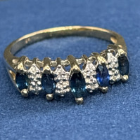 14K Yellow Gold Sapphire Diamond Ring