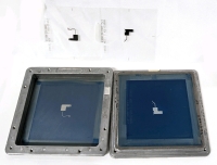 Pair of Strange Screen Printing Screens w Negative Frames: 6.6" x 6.8" Images Approx 0.75" x 1.2"