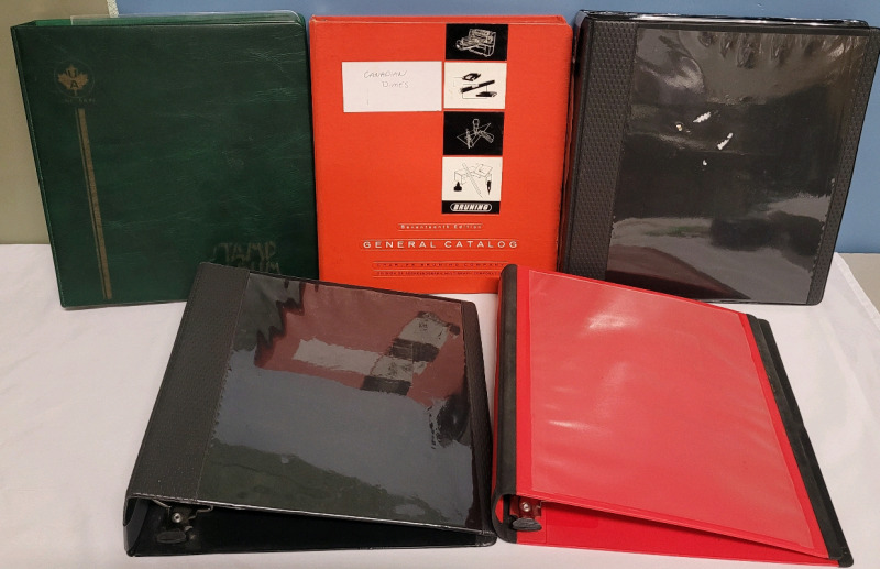 1" - 3" Binders for Stamp & Coin Collecting , 5 Binders . Some Binders have pages for Coin or Stamp