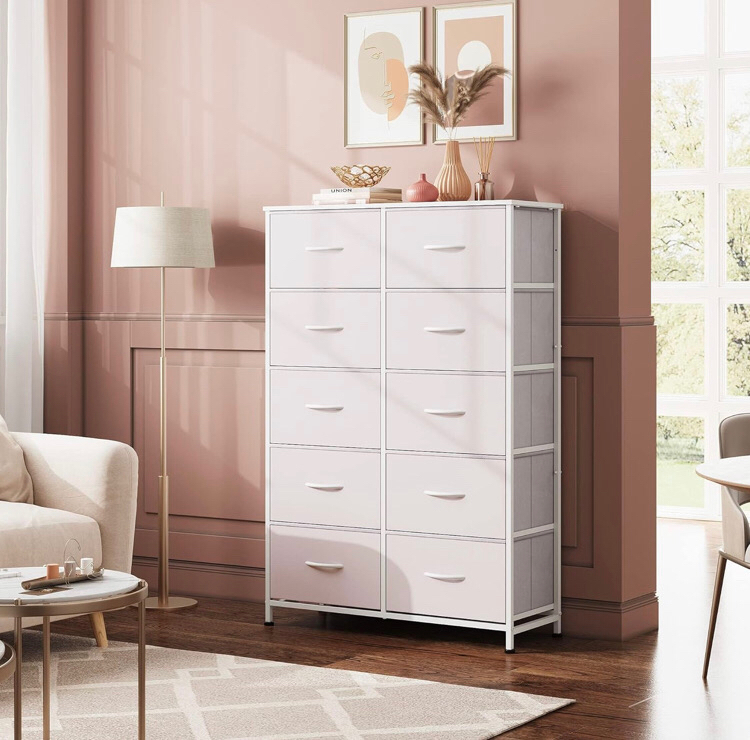 WLIVE 10-Drawer Dresser, Fabric Storage Tower