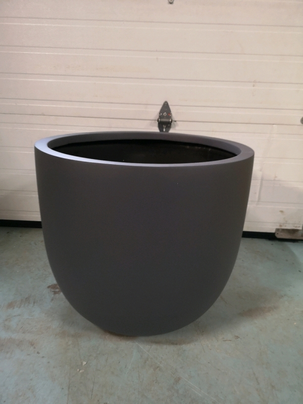 New Green Theory Fiberglass Bowl Planter - D27.75" & H24" Matte Grey