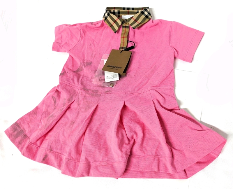 New* BURBERRY Younger Girls Bubblegum Pink Check Polo Dress 18M /86cm (As-is)