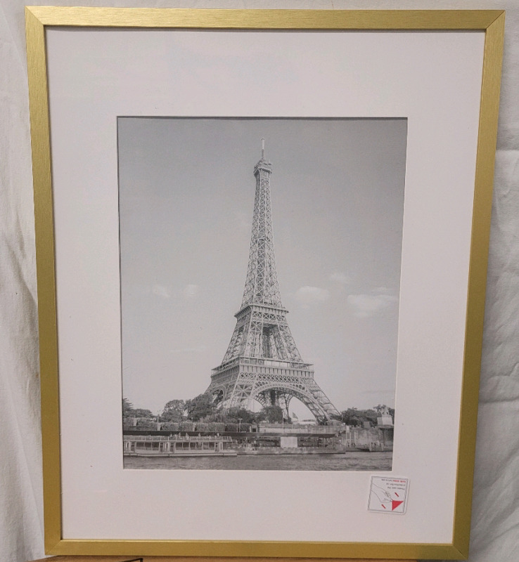 New - Eiffel Tower Gold Framed Print , Measures 17"×22"