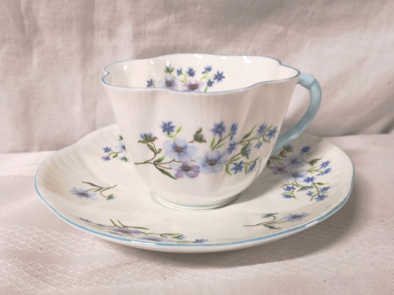 Vintage Shelley Teacup & Saucer - Blue Rock