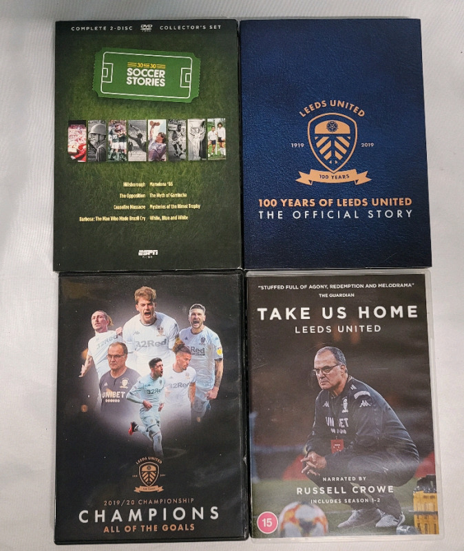 Leeds United & 30for30 Soccer Stories DVD Sets . Four (4) DVDs