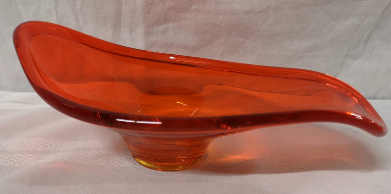 Vintage Red Art Glass - 10.25" Long & 3.5" Tall