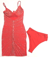 New Sparkling Red Mini Dress with Matching Undergarment (Size Small)