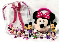 Disney Junior MINNIE MOUSE Clear Glitter Backpack, Plush Purse & 10 Figures