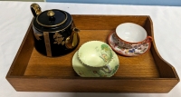 Mismatched teapot, 2 Cups, 2 Saucers and Serving tray