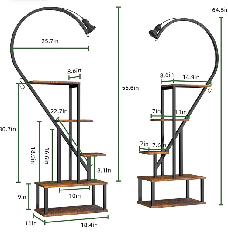 BACEKOLL Tall Tiered Metal Plant Stand with Grow Lights for Indoor Plants Multiple