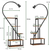 BACEKOLL Tall Tiered Metal Plant Stand with Grow Lights for Indoor Plants Multiple