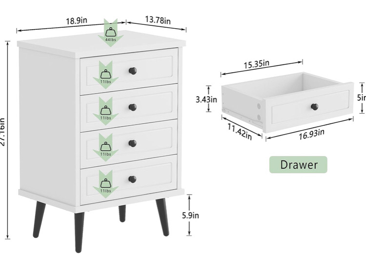 New Function Home 4 Drawer Dresser & Chests of Drawers