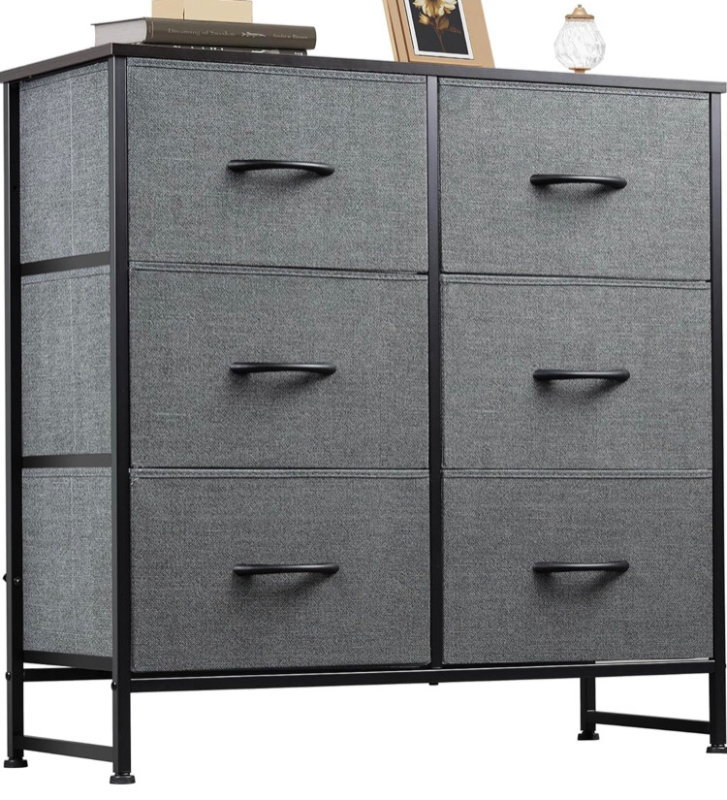NEW WLIVE Fabric Dresser for Bedroom, 6 Drawer Double Dresser