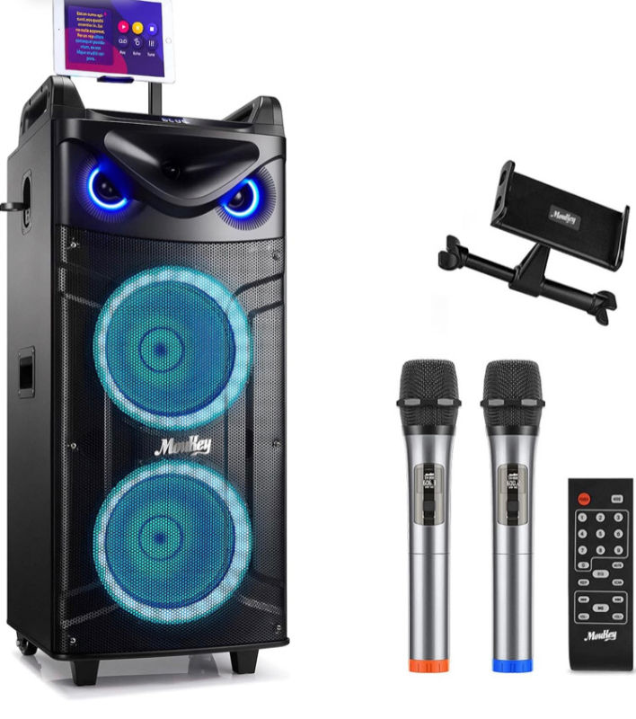 Moukey Karaoke Machine with 2 UHF Wireless Microphones