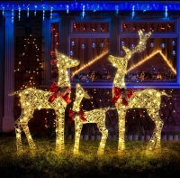 New GENIMO 3-Piece Outdoor Reindeer Christmas Decorations Yard