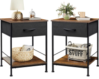 New WLIVE Nightstand Set of 2, End Table with Fabric Storage Drawer