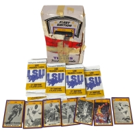 34 Vintage 1990 Sealed LSU TIGERS 1st Edition Trading Card Packs w Original Retail Box & 7 Loose Cards (8 Cards Per Pack)