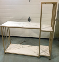 3 Tiered Gold Tone Plastic Marble Plant Shelf 42&rdquo;x46&rdquo;