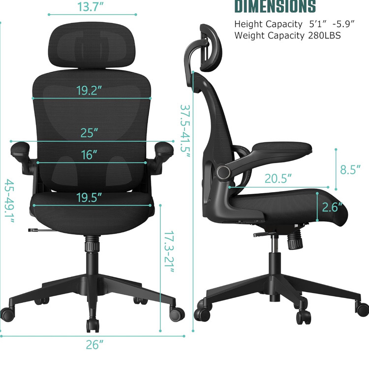 New SUNNOW Mesh Office Chair, Ergonomic Desk Chair with Adjustable Lumbar Support