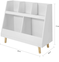 Haotian KMB19-W, Children Kids Bookcase with 5 Compartments