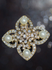 Exquisite Maltese Cross Style Crystal Pearl Brooch - 4