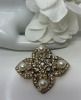 Exquisite Maltese Cross Style Crystal Pearl Brooch - 5