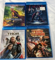 4 Superhero Blu-Ray Movies - Teen Titans + Thor.