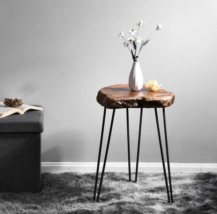 WELLAND Rustic Jujube,Wood End Table Side Table Coffee Table 15&rdquo;D x 18"W x 21"H