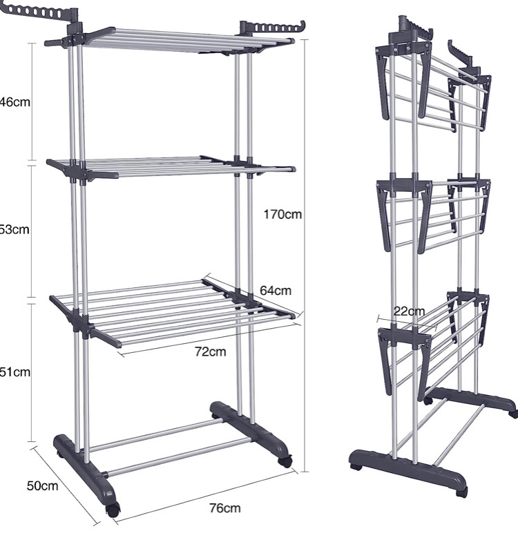 New Bigzzia Clothes Drying Rack Folding Clothes Rail 4 Tier Clothes Horses Rack