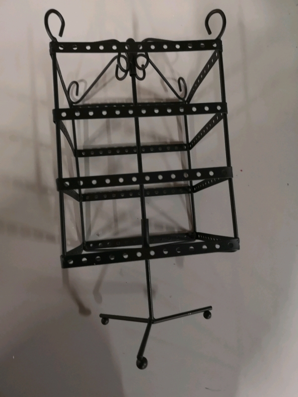 Black Metal Earring Holder - 13.5" Tall by 6" Long & Wide - Spins around