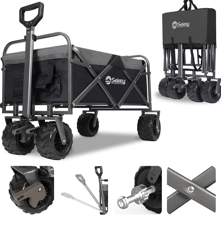 Sekey Heavy Duty Foldable Wagon 38.58"D x 23.23"W x 42.13"H