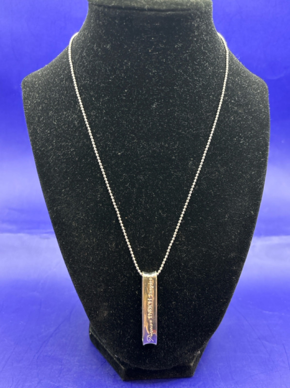 925 Sterling Silver Bar Modern Necklace Preserve Enrich Inspire