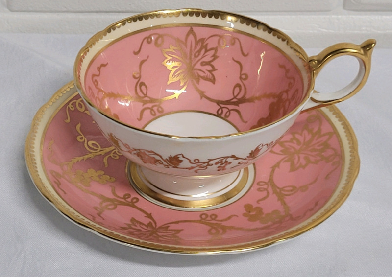 Vintage Aynsley Pink with Gold Trim Cup & Saucer . Both Pieces Ring True