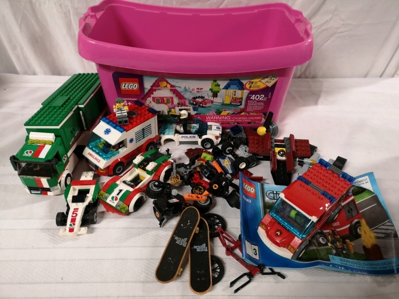 LEGO Vehicle Lot with Bin