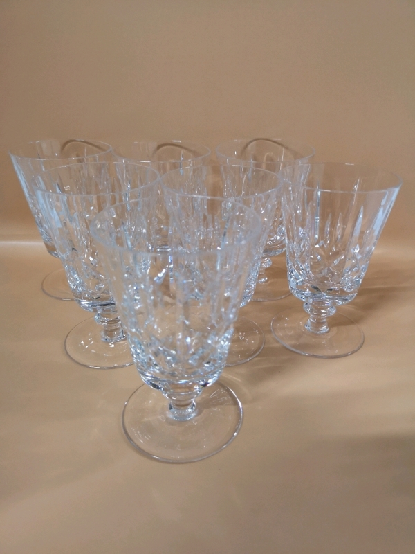 7 Vintage Crystal Glasses - 4.25" Tall