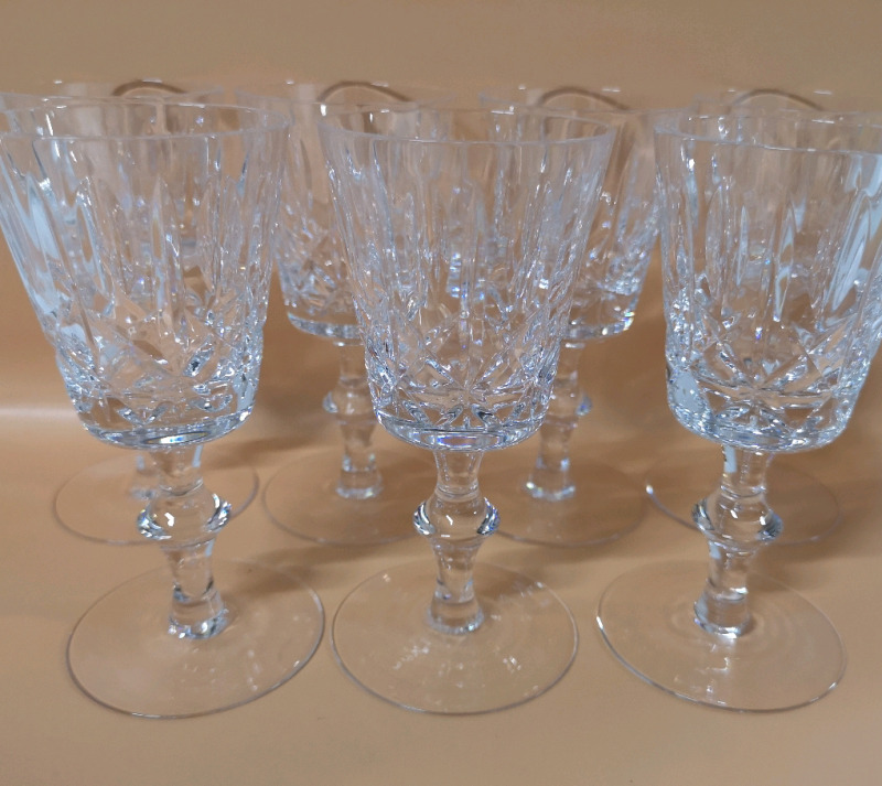 7 Vintage Crystal Liqueur Glasses - 5.25" Tall