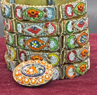 Brooch + Amazing Italian 5 Panel Wide Micro Mosaic Bracelet AS IS