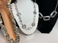 Zebra black white Medalian LC signed & Snail Shell Necklace