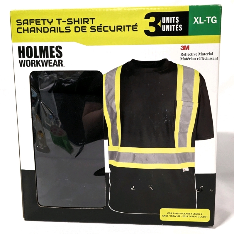 3 New XL Holmes Workwear Safety T-Shirts with 3M Reflective Material